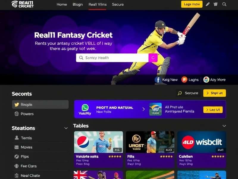 Real11 Fantasy Cricket Homepage